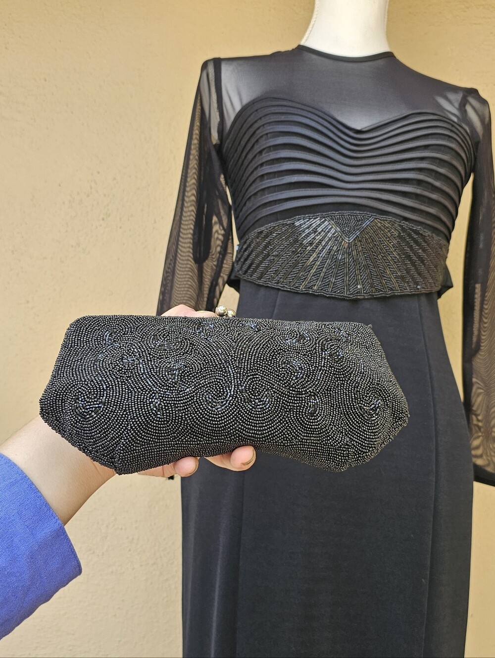 Vintage 80's Beaded Accessories Belt & Clutch Bag By Debbie